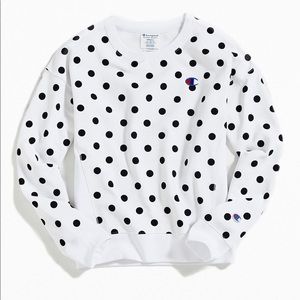 Champion Black and White Polka Dot Pullover Sweatshirt Reverse Weave